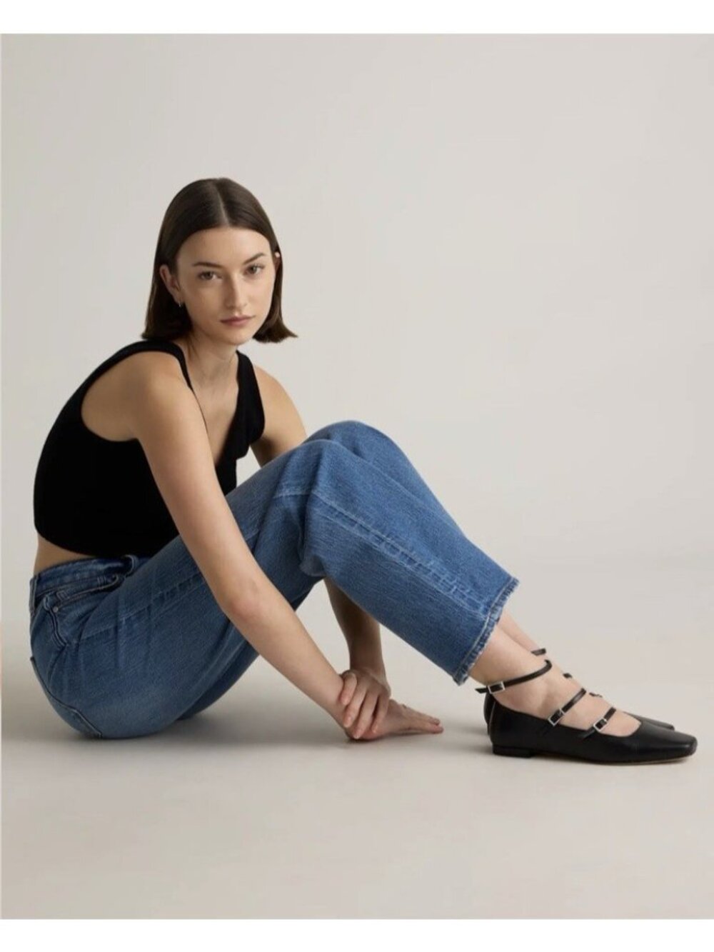Quince Bella Stretch Relaxed Straight Jeans Denim Atlantic Blue Size 32/30 - Picture 11 of 16